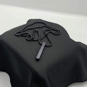Rectangle Bar Pendant Necklace Chain for Men (Black)